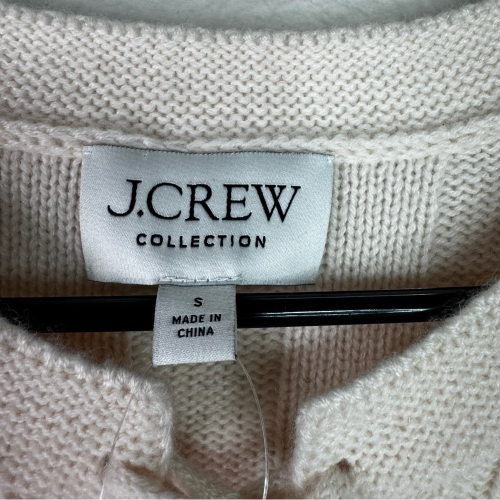 J. Crew Collection Lace Up Sweater 100% Cashmere Cream  Ribbed S NWT *flaw - Picture 7 of 14